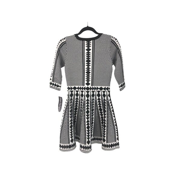Nina Leonard Sweater Dress Medium Checkered Jacquard Fit & Flare New - Picture 4 of 4